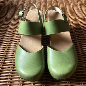 Dansko Shoes | Dansko Thea Green Waxy Calf Leather Clog Sandals EUR size 41